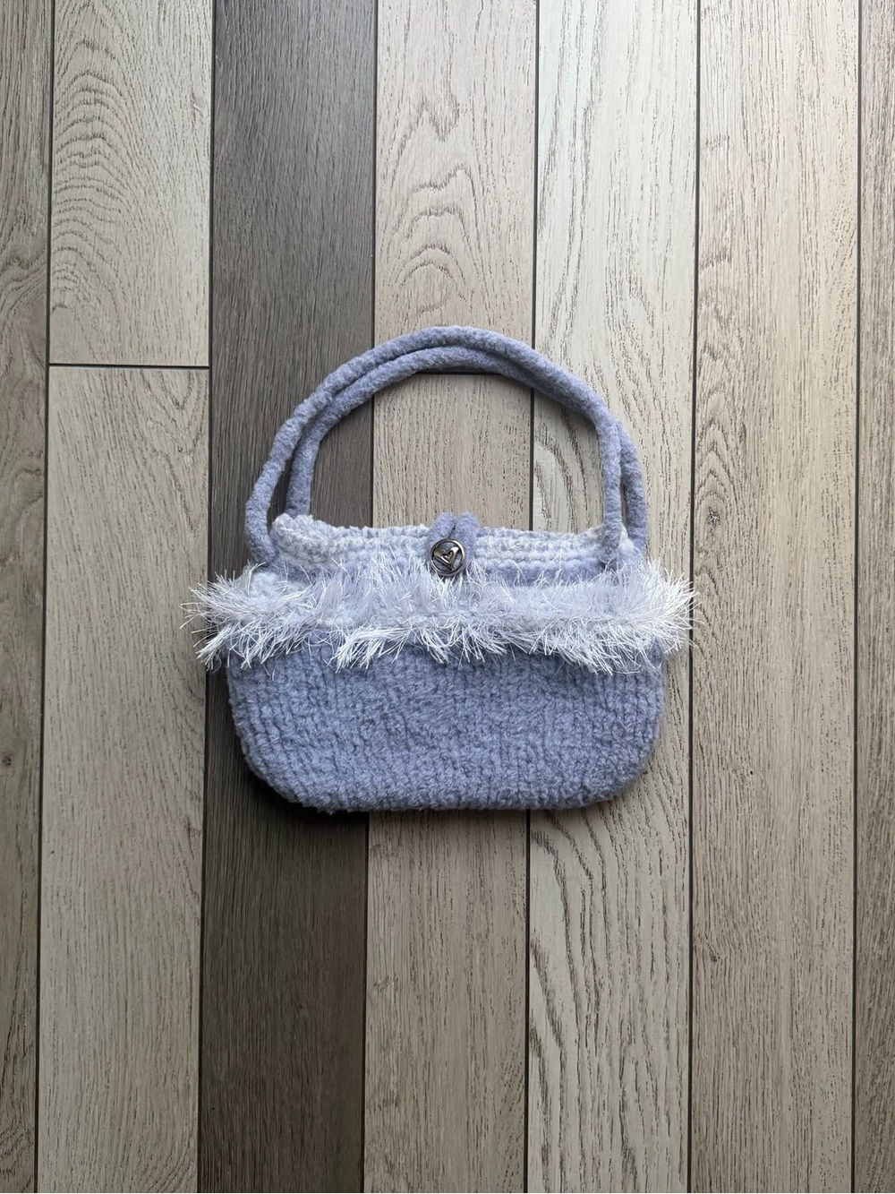 Petrucelli & Co Handcrafted Plush Faux-Fur Trim Lavender Handbag